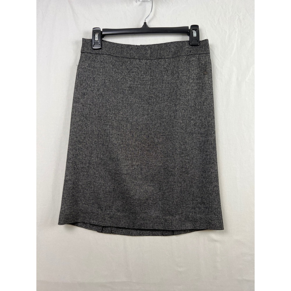 Ann Taylor Pencil Skirt Women 4P Gray Wool Blend Back Button Detail Professional